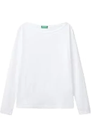 Benetton Camiseta M/L 3096d102q, Color Blanco, XL para Mujer