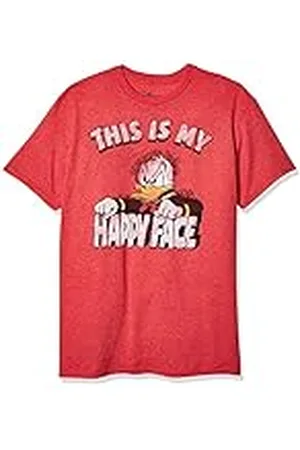 Disney Camiseta para Hombre con Cara de Pato Donald, Rojo (Red Heather), 3X