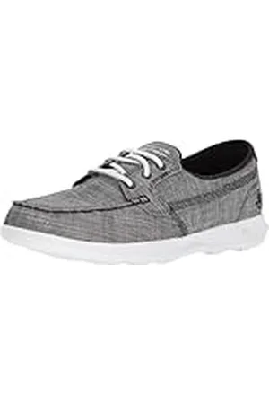 Skechers Go Walk Lite Zapatos náuticos para mujer, Negro/Blanco, 7.5 Wide