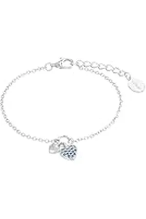QS by s.Oliver Pulsera de plata de ley 925 joyería del brazo de los niños de las muchachas, con zirconia cúbico synth., 14+2 cm, plata, corazón, Viene en caja de regalo de la joyería