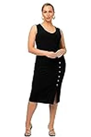 Ulla Popken Jersey-Midikleid, Raffung, V-Ausschnitt Vestido, , 56-58 para Mujer