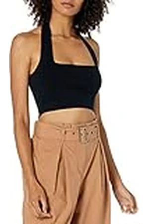 THE DROP Greta Top Entallado tipo Bustier con Cuello Cuadrado tipo Halter para Mujer, , XL