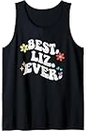 Personalized Name Mothers Day outfit For Women Retro Groovy Best LIZ Ever First Name Día de la Madre Niña Camiseta sin Mangas