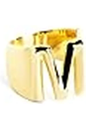 SINGULARU Anillo Personalizado Letter Signet. Macizo Ajustable. Latón con Acabado Baño de de 18 Kt. Talla Unica. Joyas para Mujer. Letra M