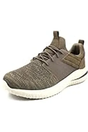 Skechers DELSON 3.0 CICADA, Zapatillas para Hombre, Khaki Knitted Mesh W/ Synthetic, 47.5 EU