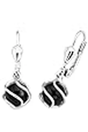 Amor Pendientes Pendientes de plata de ley 925 para mujer, con ónix, 2,2 cm, plata, viene en caja de regalo de joyería