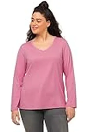 Ulla Popken Camiseta de Manga Larga en V, , 52-54 para Mujer
