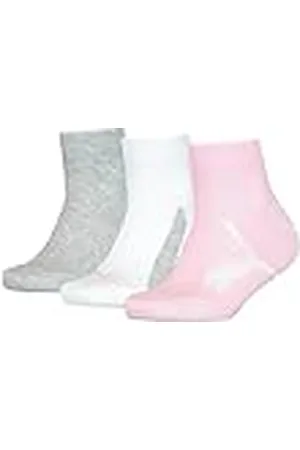 PUMA Quarter Calcetines, Rosa (Pink/Grey), 35-38 (Pack de 3) Unisex niños