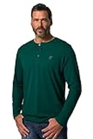 JP 1880 Henley, básico, Camiseta, Manga Larga, Tapeta de Botones, hasta la Talla 8 XL 8XL 702555455-8XL