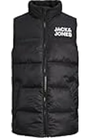 JACK & JONES Jjetoby Collar Sn Jnr Chaqueta, Niños, Negro/estampado: logotipo blanco de en el pecho, 140