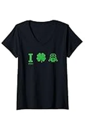 Minions Mujer Four-Leaf Clover St Patty’s Day Camiseta Cuello V