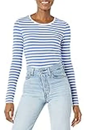 Amazon Camiseta de Cuello Caja, Manga Larga y Ajuste Clásico (Disponible en Tallas Grandes) Mujer, , XXL