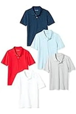 Amazon Polos de piqué de Manga Corta Niño, Pack de 5, , 9 años