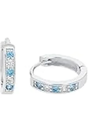 Amor Creoles Plata de Ley 925 Joyas de Orejas para Niñas, con Sintetizador de Circonitas, 1,2 cm, Plata, Viene en Caja de Regalo de Joyería