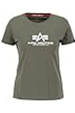 Alpha Industries New Basic T Camiseta, Verde (Dark Olive-142), M para Mujer
