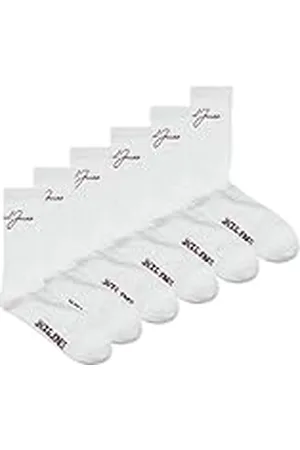 JACK & JONES Jactennis Sock 6 Pack Calcetines, Blanco/Pack: Blanco-Blanco-Blanco-Blanco-Blanco, Talla única Hombres