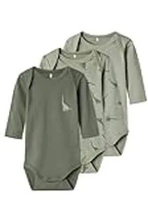 NAME IT NBMBODY 3P LS Dino Noos Body de Manga Larga, , 80 (Pack de 3) Niños Bebes
