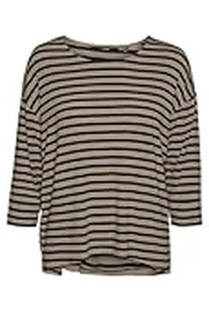 VERO MODA Vmholly 3/4 O-Neck Top Jrs SPE, Silver Mink/Stripes:Black, L para Mujer