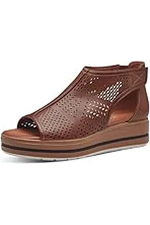 Jana Softline 8-28260-42 305 Cognac Flache Sandale Komfortable Mehrweite Alltagsschuh Festlich Elegant, Sandalias con cuña Mujer, , 37 EU Ancho