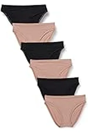 Amazon Ropa Interior de Corte Alto en Algodón - colores interrumpidos Mujer, Pack de 6, , 3XL Grande