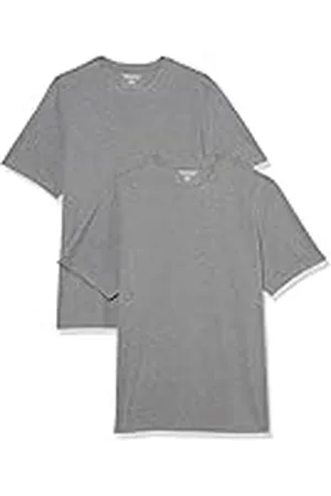 Amazon Camiseta de Cuello Redondo de Algodón, Manga Corta, Corte Clásico Hombre, Pack de 2, , XXL Grande