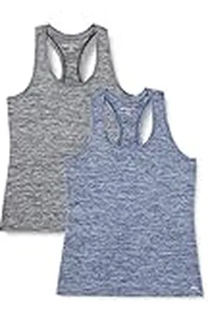 Amazon Top Deportivo Elástico de Secado Rápido y Tirantes (Hay Tallas Grandes) Mujer, Pack de 2, , M