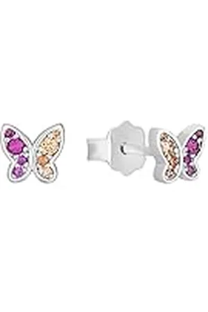 QS by s.Oliver Pendientes de plata esterlina 925 joyería del oído de los niños de las muchachas, con zirconia cúbico synth., 0,5 cm, plata, mariposa, Viene en caja de regalo de joyería