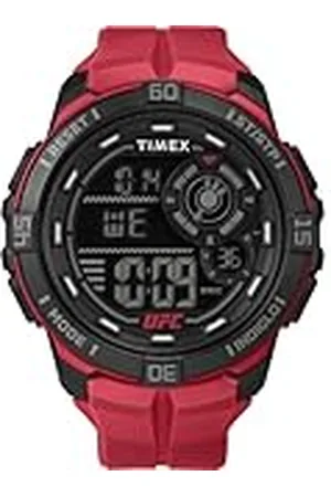 Timex UFC Rush - Reloj para hombre de 52 mm, pulsera roja, esfera digital, caja negra TW5M59200