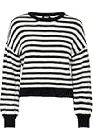 ONLY Onlpiumo L/S Jersey Knt Noos Suéter, Negro/Rayas: W. Egret, S para Mujer