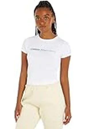 Calvin Klein Jeans Slogan Fitted tee J20J222642 Camisetas de Manga Corta, , S para Mujer