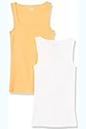 Amazon Camiseta sin Mangas con Cuello Cuadrado y Corte Ajustado Mujer, Pack de 2, , XXL
