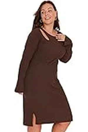 Trendyol Midi Shift Regular Plus Size Dress Vestido, , 4XL para Mujer