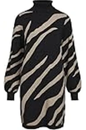 Object Objray L/S Knit Rollneck Dress AOP Noos Vestido de Punto, , L Mujeres