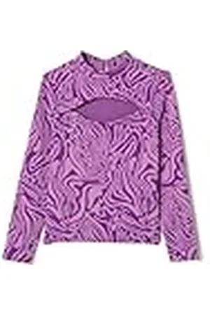 Koton Cuello Alto de Manga Larga, Corte hacia Fuera, Detalle Estampado Camiseta, , 7-8 Años Girls
