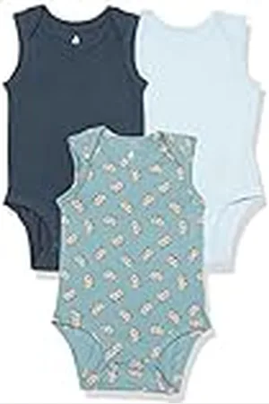 Amazon Body sin Mangas de Punto elástico de algodón (Anteriormente Amazon Aware) Unisex Bebés, Pack de 3, , 0-3 Meses