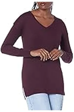 Amazon Jersey Tipo Túnica Ligero de Manga Larga y Cuello en Pico (Disponible en Tallas Grandes) Mujer, , XXL