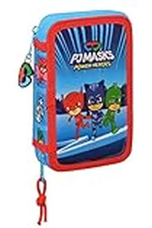 Safta PJ MASKS - Estuche Escolar Niño, Estuche con Colores, con 28 Útiles Incluidos, Ideal para Niños de 5 a 14 Años, Cómodo y Versátil, Calidad y Resistencia, 12.5x4x19.5 cm, Color