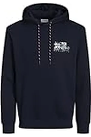 JACK & JONES Jjluke Sudadera con Capucha, Navy Blazer/Print:Small, S para Hombre