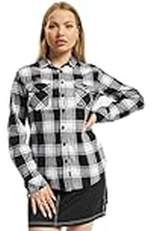 Brandit Women Amy Flannel Shirt Long S, color: white/blac, size: 4XL