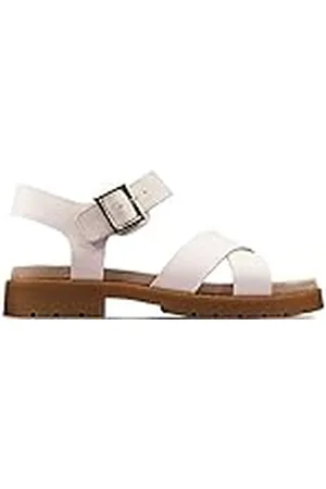 Clarks Orinoco Strap, Sandalias de Talón Abierto Mujer, Blanco (White Leather White Leather), 41.5 EU