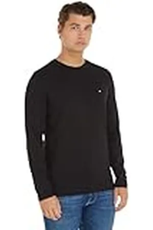 Tommy Hilfiger Hombre Camiseta Manga Larga Tommy Logo Algodón, Negro (Black), XS