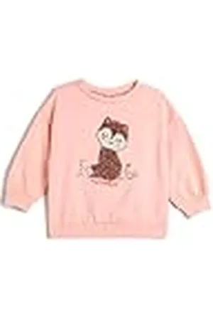 Koton Sweatshirt with Cat Embroidered Long Sleeve Crew Neck Cotton Soft Interior, Sudadera niñas,