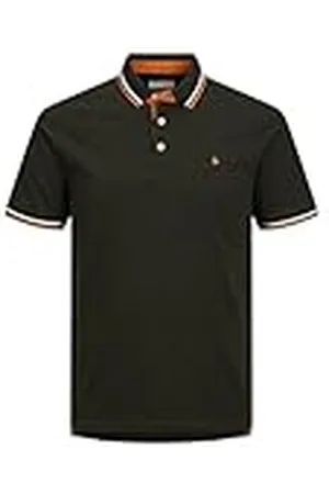 JACK & JONES Jjepaulos Polo Ss Noos Polo, Hombre, Negro, Blanco Y Naranja, M