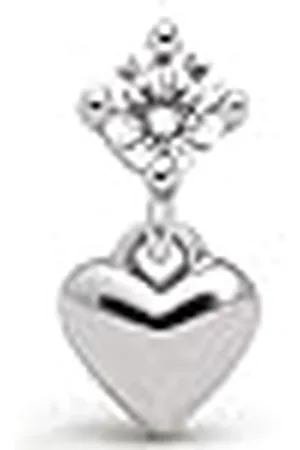 SINGULARU Pendiente Suelto Lover. de Ley 925 con acabado de Baño de Rodio y Motivo Corazón con Circonitas. Joyas para Mujer
