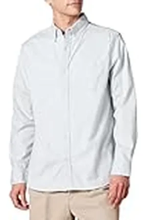 Amazon Camisa Oxford elástica de corte recto con manga larga y bolsillo (disponible en talla grandes y largos especiales) Hombre, , S