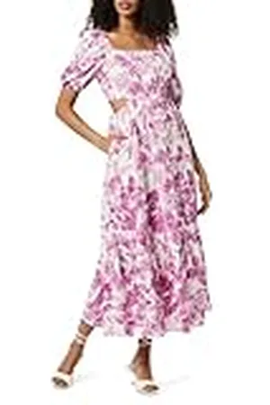 THE DROP Vestido para Mujer, Largo Volantes Detalles Cut-Out Escote Cuadrado, , 3XL Grande