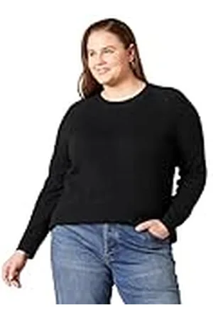 Amazon Jersey de Tacto Suave con Cuello Redondo, Manga Larga y Corte Clásico (Disponible en Tallas Grandes) Mujer, , 3XL Grande
