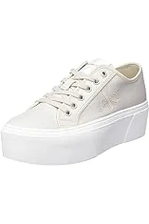 Calvin Klein Jeans Mujer Sneaker con suela cupsole Zapatillas, Gris (Eggshell/Peach Blush), 39 EU