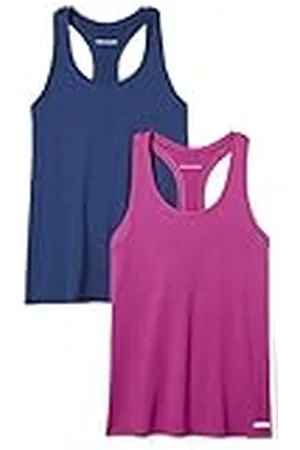 Amazon Top Deportivo Elástico de Secado Rápido y Tirantes (Hay Tallas Grandes) Mujer, Pack de 2, , XS