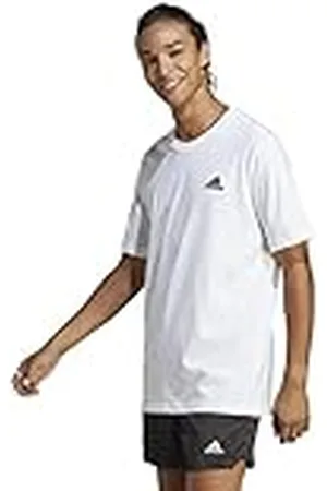 adidas Hombre Essentials Single Jersey Embroidered Small Logo Tee, White, XS